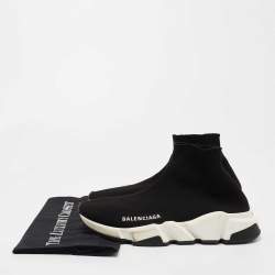 Pre Owned Balenciaga Black Knit Fabric Speed Trainer Sneakers Size 37