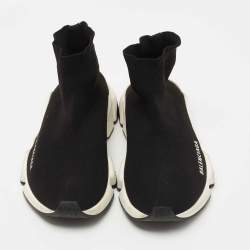 Pre Owned Balenciaga Black Knit Fabric Speed Trainer Sneakers Size 37
