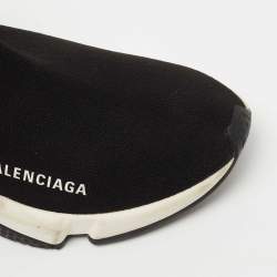 Pre Owned Balenciaga Black Knit Fabric Speed Trainer Sneakers Size 37
