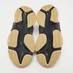 Pre Owned Balenciaga Black Mesh and Leather Triple S Sneakers Size 38