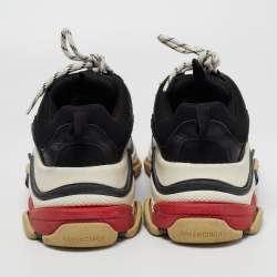 Pre Owned Balenciaga Black Mesh and Leather Triple S Sneakers Size 37