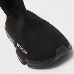 Pre Owned Balenciaga Black Knit Fabric Speed Trainer Sneakers Size 38