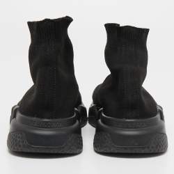 Pre Owned Balenciaga Black Knit Fabric Speed Trainer Sneakers Size 38
