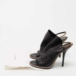 مملوكة مسبقًا Balenciaga Black Leather Glove Slingback Sandals Size 40