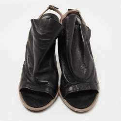 مملوكة مسبقًا Balenciaga Black Leather Glove Slingback Sandals Size 40