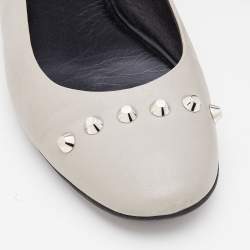 Pre Owned Balenciaga Grey Leather Arena Studded Ballet Flats Size 39.5