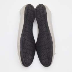 Pre Owned Balenciaga Grey Leather Arena Studded Ballet Flats Size 39.5