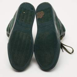 مملوكة مسبقًا Balenciaga Green Croc Embossed Leather and Suede High Top Sneakers Size 39