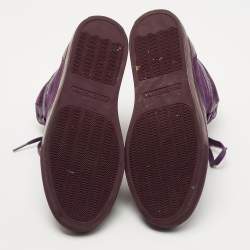 Pre Owned Balenciaga Purple Crocodile Leather and Suede High Top Sneakers Size 39