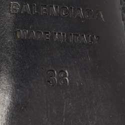 Pre Owned Balenciaga Black Lizard Embossed Leather BB Pumps Size 38