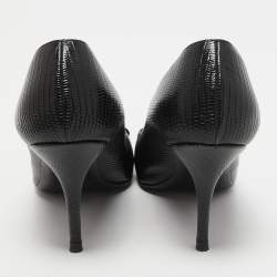 Pre Owned Balenciaga Black Lizard Embossed Leather BB Pumps Size 38