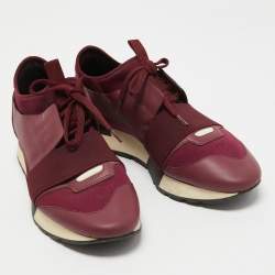 مملوكة مسبقًا Balenciaga Two Tone Leather, Mesh and Neoprene Race Runner Sneakers Size 38