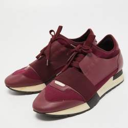 مملوكة مسبقًا Balenciaga Two Tone Leather, Mesh and Neoprene Race Runner Sneakers Size 38