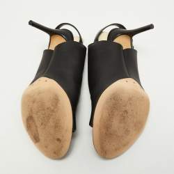 Pre Owned Balenciaga Black Leather Glove Sandals Size 37