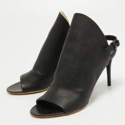 Pre Owned Balenciaga Black Leather Glove Sandals Size 37