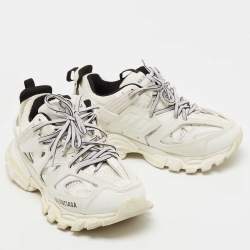 Pre Owned Balenciaga White Leather and Mesh Track Sneakers Size 37