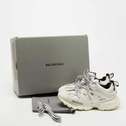 Pre Owned Balenciaga White Leather and Mesh Track Sneakers Size 37