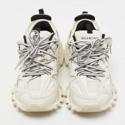 Pre Owned Balenciaga White Leather and Mesh Track Sneakers Size 37