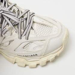 Pre Owned Balenciaga White Leather and Mesh Track Sneakers Size 37