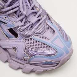 Pre Owned Balenciaga Purple Leather and Mesh Track Sneakers Size 40