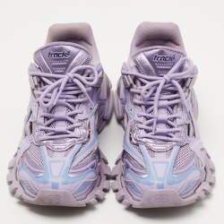 Pre Owned Balenciaga Purple Leather and Mesh Track Sneakers Size 40