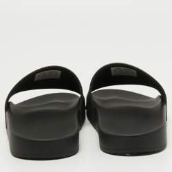 Pre Owned Balenciaga Black Rubber Flat Slides Size 41