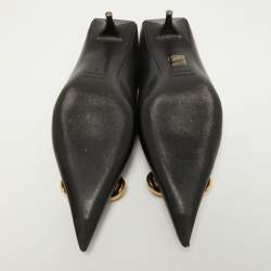 Pre Owned Balenciaga Black Leather Knife Mules Size 38