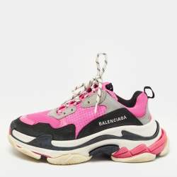 Pre Owned Balenciaga Multicolor Leather and Mesh Triple S Low Top Sneakers Size 39