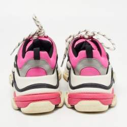 Pre Owned Balenciaga Multicolor Leather and Mesh Triple S Low Top Sneakers Size 39