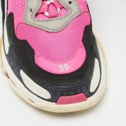 Pre Owned Balenciaga Multicolor Leather and Mesh Triple S Low Top Sneakers Size 39