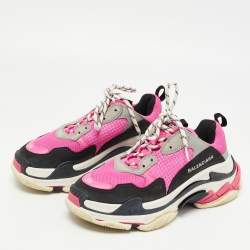 Pre Owned Balenciaga Multicolor Leather and Mesh Triple S Low Top Sneakers Size 39