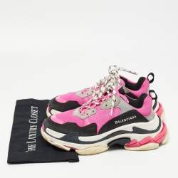 Pre Owned Balenciaga Multicolor Leather and Mesh Triple S Low Top Sneakers Size 39