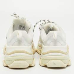 Pre Owned Balenciaga White Leather and Mesh Triple S Sneakers Size 40