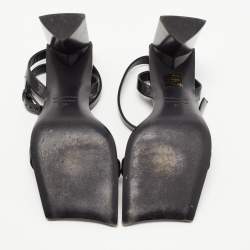Pre Owned Balenciaga Black Leather Square Toe Sandals Size 36