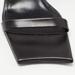 Pre Owned Balenciaga Black Leather Square Toe Sandals Size 36