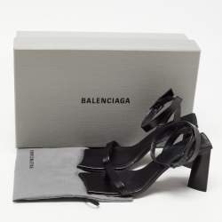 Pre Owned Balenciaga Black Leather Square Toe Sandals Size 36