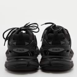 Pre Owned Balenciaga Black Leather, Neoprene and Mesh Track Sneakers Size 38