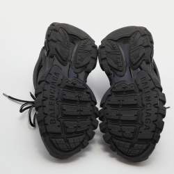 Pre Owned Balenciaga Black Leather, Neoprene and Mesh Track Sneakers Size 38