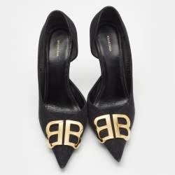 مملوكة مسبقًا Balenciaga Black Denim BB Knife Pumps Size 39