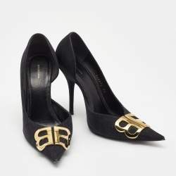 مملوكة مسبقًا Balenciaga Black Denim BB Knife Pumps Size 39