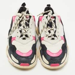 Pre Owned Balenciaga Multicolor Mesh and Leather Triple S Sneakers Size 37