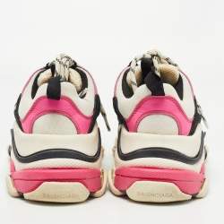 Pre Owned Balenciaga Multicolor Mesh and Leather Triple S Sneakers Size 37