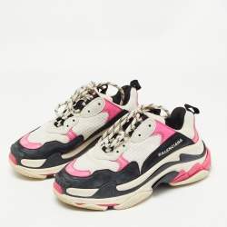 Pre Owned Balenciaga Multicolor Mesh and Leather Triple S Sneakers Size 37