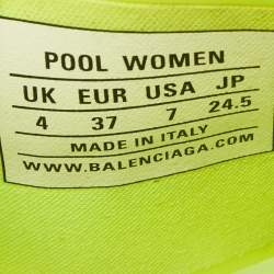 Pre Owned Balenciaga Neon Yellow Rubber Logo Slides Size 37