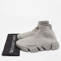 Pre Owned Balenciaga Grey Knit Speed Trainer Sneakers Size 37