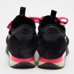Pre Owned Balenciaga Black Leather,Suede and Mesh Race Runner Low Top Sneakers Size 37