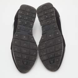 Pre Owned Balenciaga Black Leather,Suede and Mesh Race Runner Low Top Sneakers Size 37