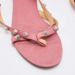 Balenciaga Pink Leather Arena Flat Sandals Size 36