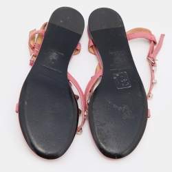 Balenciaga Pink Leather Arena Flat Sandals Size 36