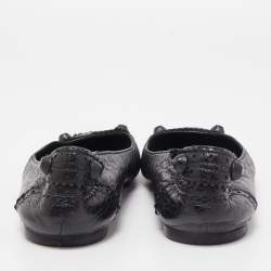 Pre Owned Balenciaga Black Leather Arena Studded Ballet Flats Size 38.5